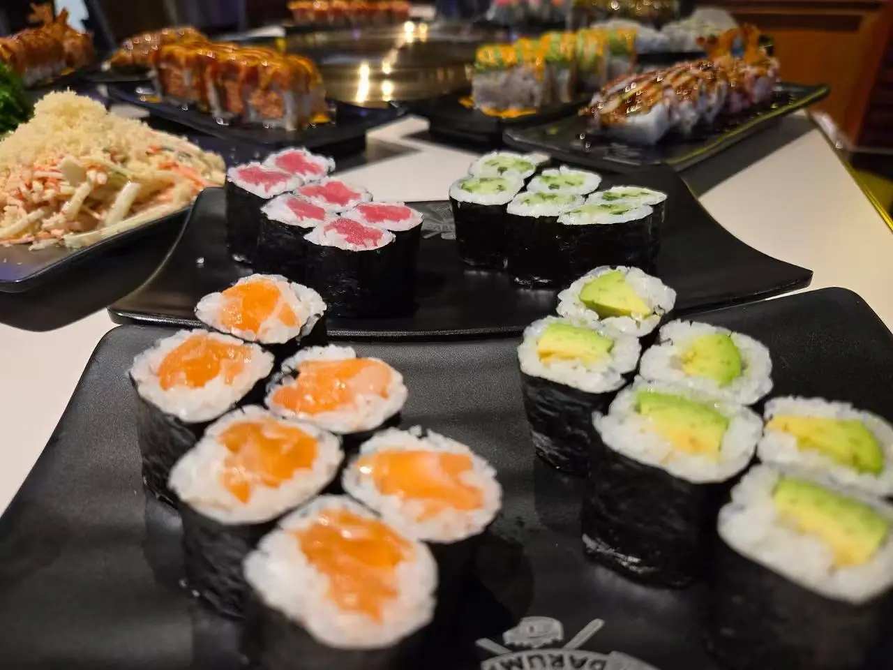 Assorted classic maki rolls including salmon, avocado, tuna, and cucumber maki at Daruma BBQ & Sushi AYCE, a Asian Restaurant in Holyoke